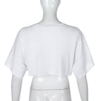 White Loose Cropped Short Sleeve Shirt
