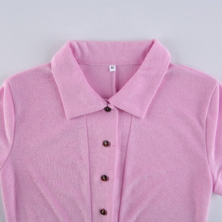 Pink Button Up Romper