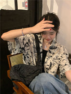 Black & White Floral Short Sleeve Shirt