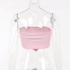 White Frill Strapless Top