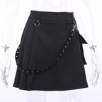 Cute Sexy Punk Goth Black High Waist Mini Skirt Patchwork Bandage Bottom E-Girl Kawaii Korean Japanese Harajuku Chinese Retro Streetwear Aesthetic