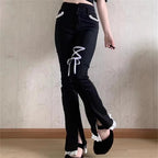Sweet High Waist Lace Flare Jeans