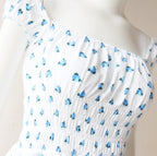 Blue Floral Puff Sleeve Mini Dress