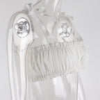 White Pleated Hollow Out Bustier Bandage Bodycon Crop Top Sleeveless Shirt Beach Boho Summer Aesthetic Casual E-Girl Kawaii Korean Japanese Harajuku