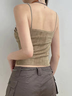Brown Khaki Crop Top