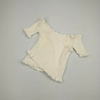 Cute Sexy Knit Crochet Off Shoulder Crop Top Shirt Tee T-shirt E-Girl Kawaii Korean Japanese Harajuku Retro Streetwear Aesthetic