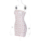 Pink Floral Ribbon Tie Up Off Shoulder Mini Dress