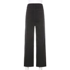 Cute Vintage Pink Heart Print Black Denim Jeans Straight High Waist Long Trouser Pants Autumn Casual E-Girl Kawaii Korean Japanese Harajuku Streetwear