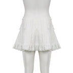 White Fairy Bow Ruffle A-Line Skirt
