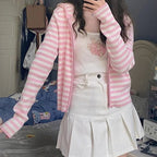 Pink Stripe Thin Zipper Jacket