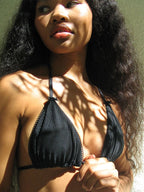 2PCS Black Bow Triangle Bikini Set