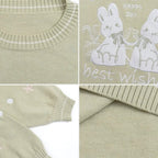 Green Rabbit Knit Long Sleeve Sweater