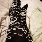 Cute Black Ouija Board Magic Star Moon Print Socks Punk Goth Aesthetic Casual E-Girl Kawaii Korean Japanese Harajuku