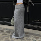 Grey Knit Low Raise Skirt
