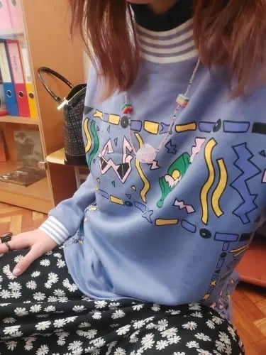 Cute 90s Vintage Purple Aesthetic Oversized Loose Sweatshirt Sweater Pullover Hoodie Autumn Casual E-Girl Kawaii Korean Japanese Harajuku Streetwear