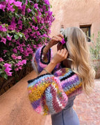 Colorful Striped Smock Sweater