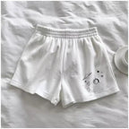 Cute Black White Sky Star Moon Planet Embroidery Casual Sport Shorts Cycling Running Gym High Waist E-Girl Kawaii Korean Japanese Harajuku Streetwear