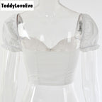 Cute Sexy V Neck Corset Backless Summer Zipper Beach Crop Shirt Tee T-shirt E-Girl Kawaii Korean Japanese Harajuku Chinese Retro Streetwear Aesthetic