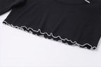 Bow Knit Square Neck Long Sleeve Top