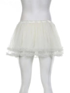 White Mesh Ruffle Mini Skirt