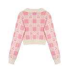 Cherry Plaid Polo Collar Sweater