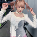 White Heart Fairy Print Long Sleeve Shirt