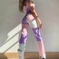 Pink & Purple Patchwork High Waist Pants