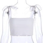 Cute White Patchwork Mesh Transparent Straps Tie Up Tank Top Crop Shirt Tee T-shirt E-Girl Kawaii Korean Japanese Harajuku Retro Streetwear Aesthetic