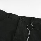 Sexy Black Goth Punk Demin Metal Chain Patchwork High Waisted Mini Skirt Zipper Split A-line E-Girl Kawaii Korean Japanese Harajuku Retro Streetwear