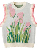 Pink Tulip Ruffle Sweater Vest