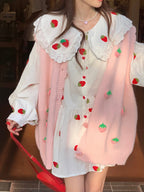 Strawberry Peterpan Collar Ruffle Mini Dress