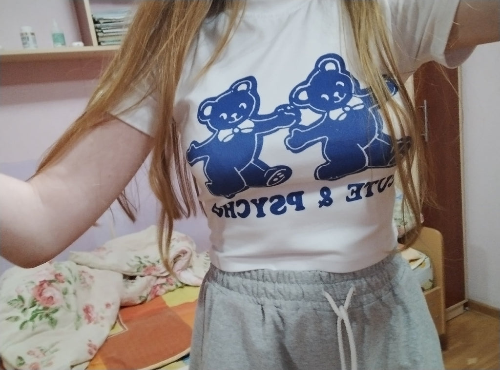 Bear Print Crop Top