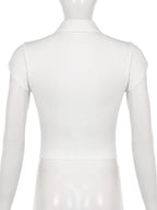 White Pocket Button Down Collar Short Sleeve Shirt