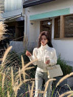White Turtleneck Zipper Sweater