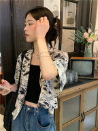 Black & White Floral Short Sleeve Shirt