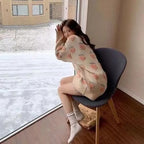 Peach Print Soft Sweater