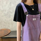 Purple Suspender Denim Overalls Shorts