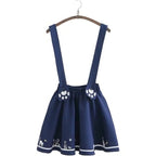 Cute Cartoon Sweet Cat Dog Paw Embroidery Skater Skirt Strap Suspenders Mini Skirt E-Girl Kawaii Korean Japanese Harajuku Streetwear
