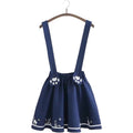 Cute Cartoon Sweet Cat Dog Paw Embroidery Skater Skirt Strap Suspenders Mini Skirt E-Girl Kawaii Korean Japanese Harajuku Streetwear