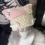 Blue Knit Star Cat Ears Hat