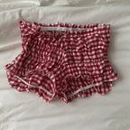 Red Plaid Cotton Bloomer Pants