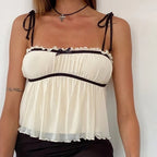 Fairy Bow Tie Up Pleated Tank Top
