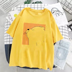 Cute Polar Bear Animal Print Cartoon Loose Oversize Short Sleeve Short T-shirt Tee Top Summer Casual E-Girl Kawaii Korean Japanese Harajuku Streetwear