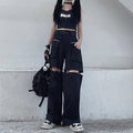 Black Cut Out Oversized Pocket Cargo Pants