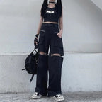 Black Cut Out Oversized Pocket Cargo Pants