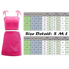 2pcs Set Velvet Crop Top Summer Tube Top Neon Split Mini Skirt Club Party Dress E-Girl Kawaii Korean Japanese Harajuku Retro Streetwear Aesthetic