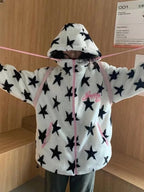 Star Print Pink Zipper Jacket