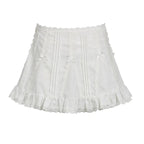 White Fairy Bow Ruffle A-Line Skirt