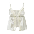 Lace Trim Bow Tie V Neck Camisole