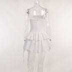 White Floral Lace Layered Dress
